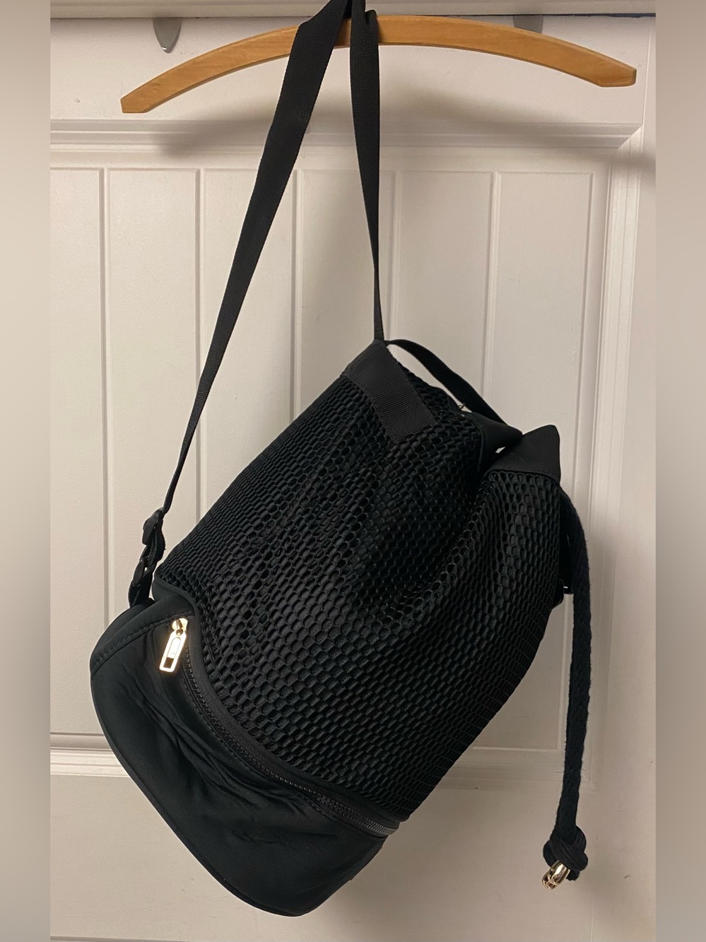Juicy Couture Black Mesh Drawstring Backpack | Zip-Bottom Compartment | Y2K - Picture 9 of 11